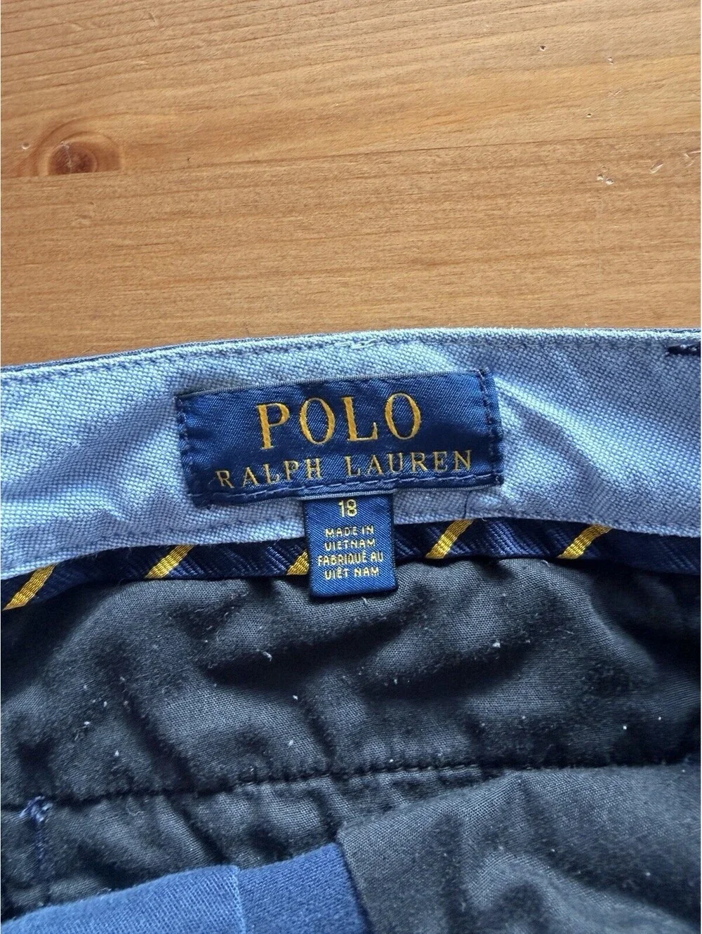 Polo Ralph Lauren Boys Size 18 Chino Shorts Dark Blue Preppy Classic Stretch